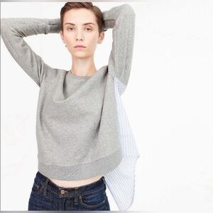J.Crew Gray‎ Striped Back Button Down Sweatshirt Blouse Top XXL